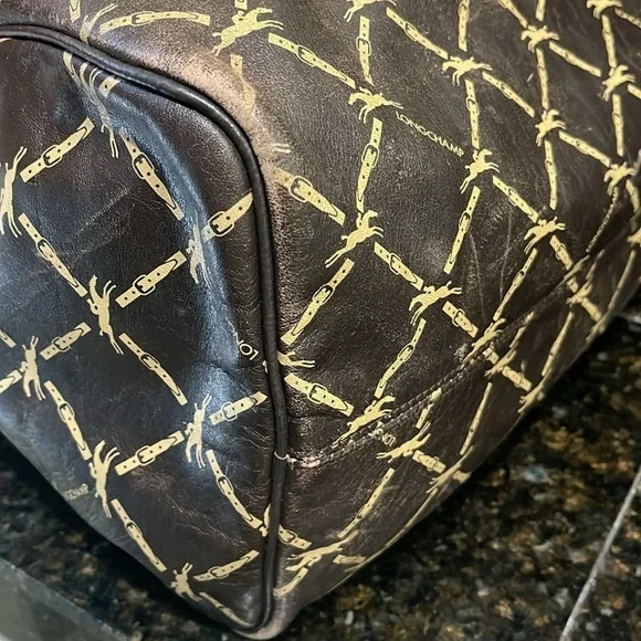 Longchamp Lattice double buckle horse jump brown speedy bag Authentic Vintage - Picture 6 of 17